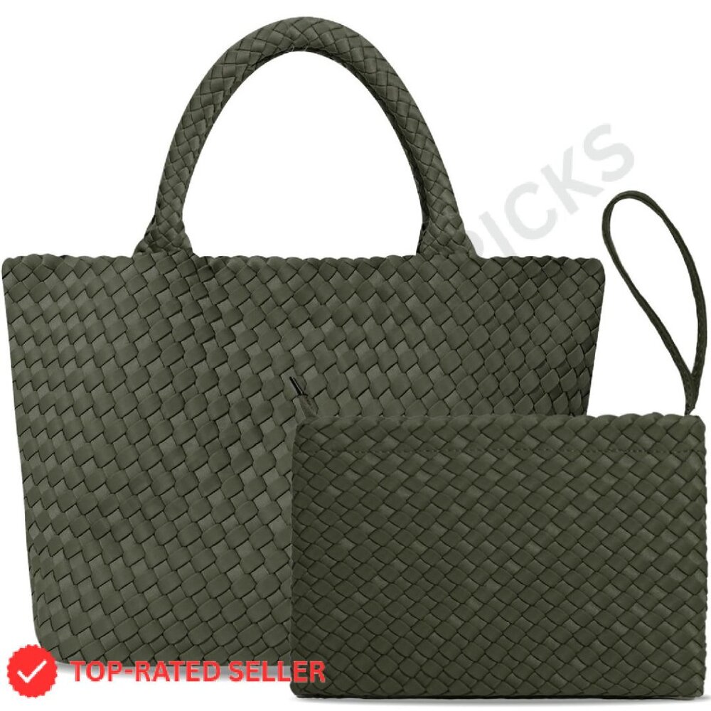 Neoprene Woven Tote Bag Large Hobo Shoulder Purse Elegant Minimal Chic